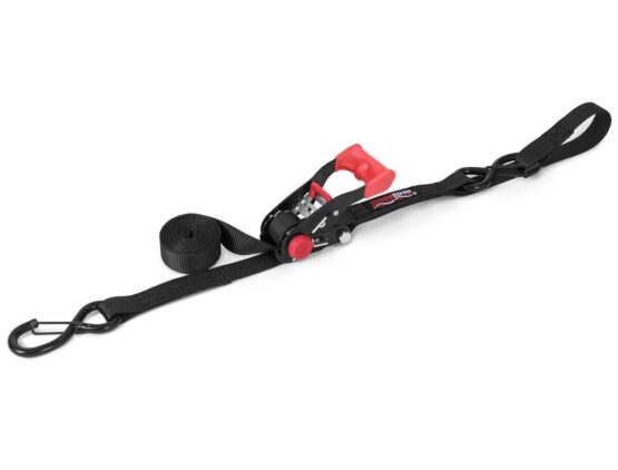 Single 1" Black Ratchet Tie Down Snap S Hook and Soft Tie 6 ft