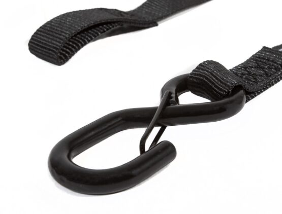 Single 1" Black Ratchet Tie Down Snap S Hook and Soft Tie 6 ft - Image 2