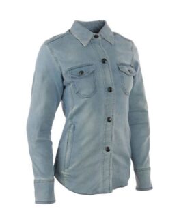 Speed Society Armored Moto Shirt Denim Blue Womens XS