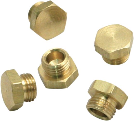 S&S Cycle Float Bowl Plug Threaded Brass 5 Pack Gold
