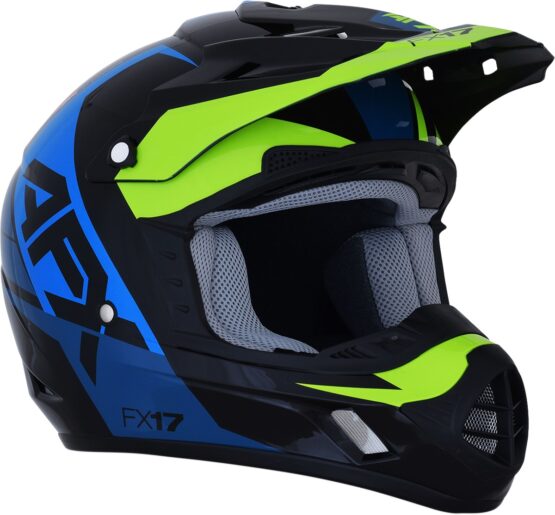 FX-17 Full Face Offroad Helmet Black/Blue/Green X-Large - Image 2
