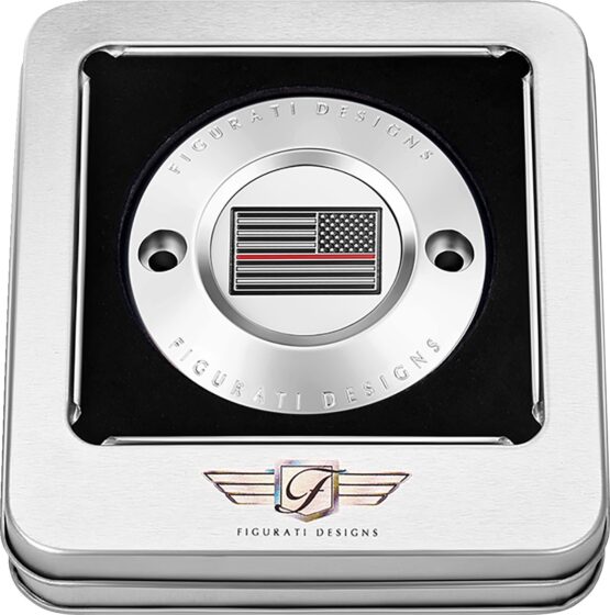 Figurati Designs Timing Cover 2 Hole Red Line Flag Stainless Steel For Harley - Image 2