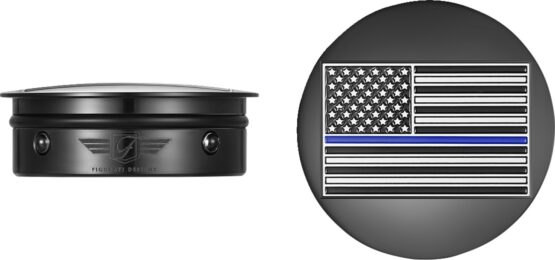 Figurati Designs Swing Arm Covers Blue Line Flag Black Harley Touring - Image 2