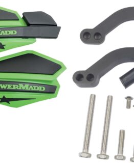 Powermadd Green Black Star Handguard Kit w/ MC/ATV Mounts