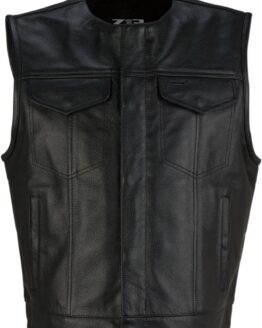Z1R Ganja Vest Black 5XL Men's Leather Motorcycle Vest