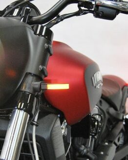 New Rage Cycles Front LED Turn Signals Black Fits 18-24 Indian Scout Bobber