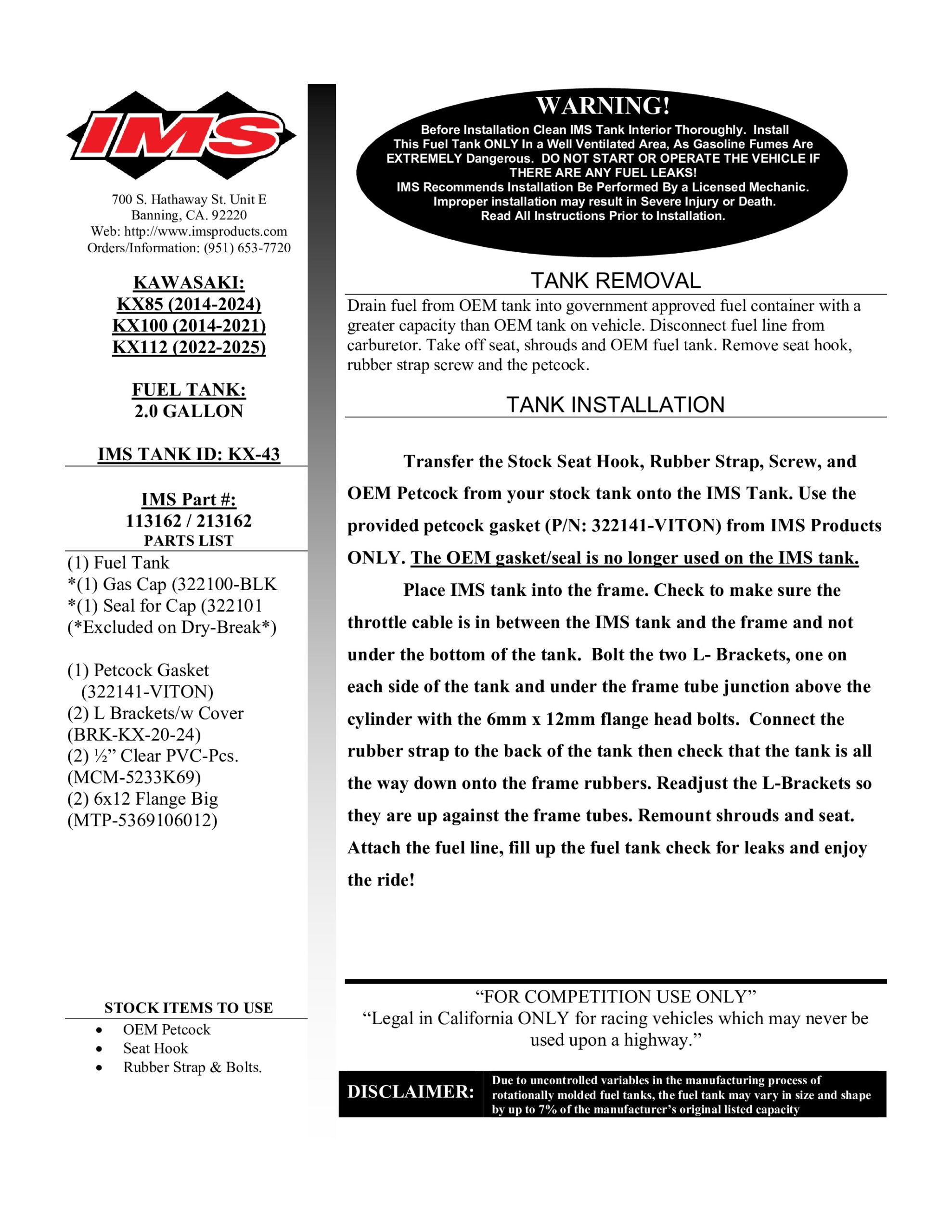 Large Capacity Fuel Tank Natural 2 gal - Image 3