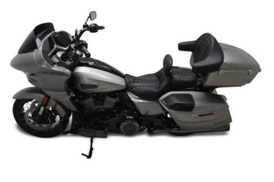 Mustang Deluxe Touring Passenger Seat Black Gray For 2024 Harley Road Glide - Image 2