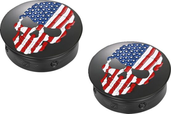Figurati Designs Swing Arm Covers Black Flag Skull Harley Touring - Image 2