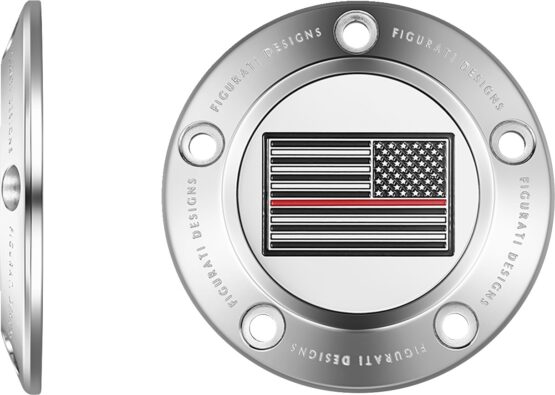 FIGURATI DESIGNS 5-Hole Red Line American Flag Timing Cover Stainless HD - Image 2