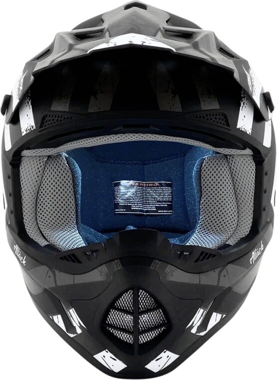 AFX FX-17 Attack MX Helmet Matte Black Silver Adult Small - Image 2