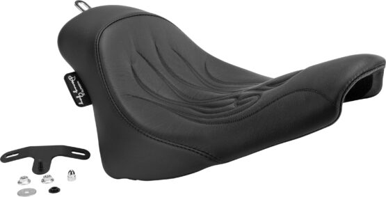 Danny Gray Buttcrack Flame Solo Seat Black Fits 08-17 Harley FLSTC Softail