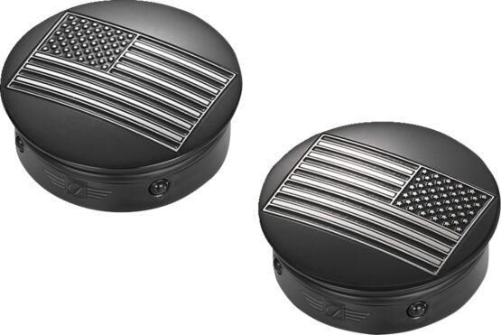 Figurati Designs Swing Arm Covers Black Contrast Cut American Flag Pair - Image 3