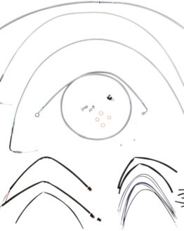 Extended Braided S.S. Control Cable Kit for Softails - 18" tall bars (non-ABS)