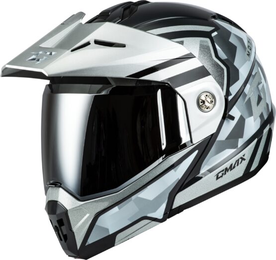 GMAX MD-74 Striker Modular Helmet Silver/Blue Metallic Small