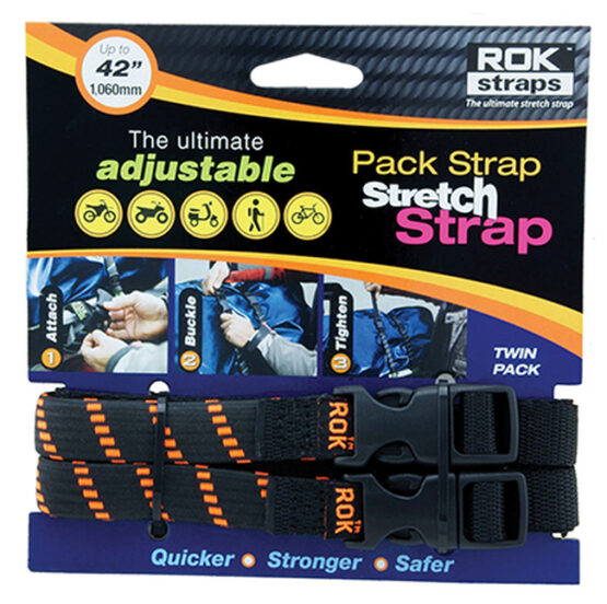 ROK Straps Medium Duty Stretch Strap 42in Black/Orange