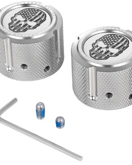Figurati Designs Front Axle Nut Cover Silver American Flag Skull For Harley
