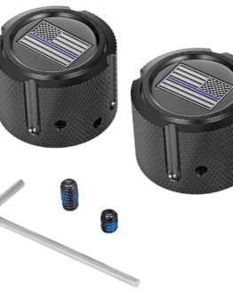 Figurati Designs Front Axle Nut Cover Black Blue Line Flag Harley-Davidson