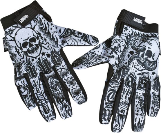 Lethal Threat Tattoo Gloves XL Men's Black/White
