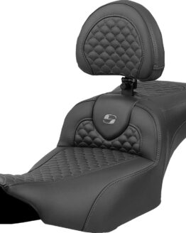 Saddlemen Roadsofa Extended Reach Seat w/Backrest Black/Gray For 2023-24 FLHX FLTRX
