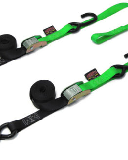 1"x6' Soft-Tye Tie Down w/Secure Hook - Pair, Black & Green