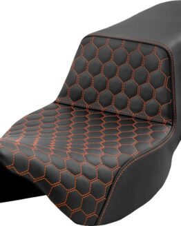 Saddlemen Step-Up Seat Honeycomb Extended Reach Orange Stitch FL 08-23