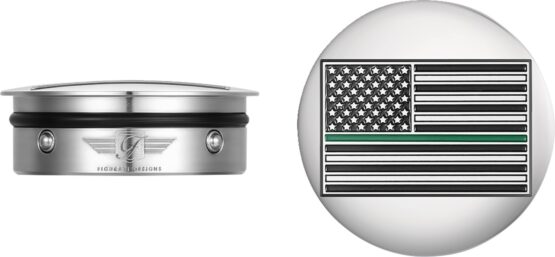 Figurati Designs Swing Arm Covers Green Line Flag Harley Touring - Image 2