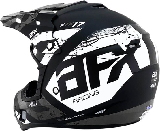 AFX FX-17 Attack MX Helmet Matte Black Silver Adult Small - Image 3