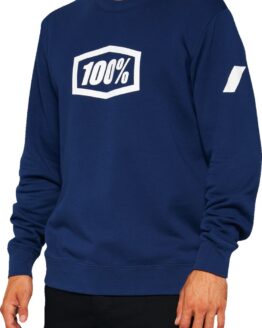 100% Icon Long-Sleeve Fleece Sweatshirt White/Navy Men's Medium
