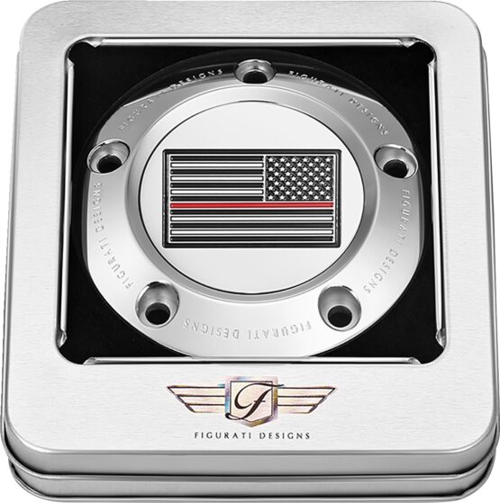 FIGURATI DESIGNS 5-Hole Red Line American Flag Timing Cover Stainless HD - Image 3