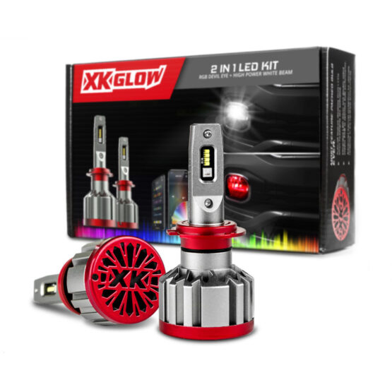 XKGLOW RGB 2In1 H7 LED Headlight Bulb Kit Million Color App Control