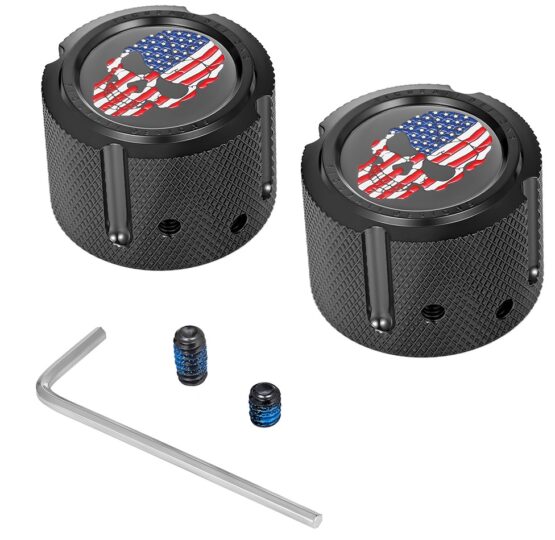 FIGURATI Axle Nut Cover Front Black Flag Skull Harley-Davidson
