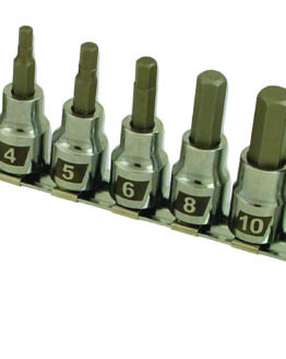 8Pc Hex/Allen Metric Socket Bit Set 2.5mm,3mm,4mm,5mm,6mm,8mm,10mm,12mm 3/8" Drv
