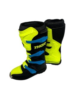 Blitz XP Dirt Bike Boots - Black & Flo Acid MX Sole Men's Size 7