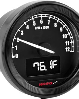 KOSO TNT-05R Tachometer Gauge Kit Black LCD 7-Color Backlight