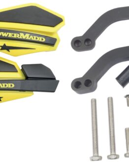 Powermadd Light Yellow Black Star Handguard Kit w/ MC/ATV Mounts