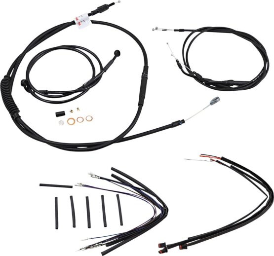 Extended Black Control Cable Kit For 12" T-Bar Handlebars