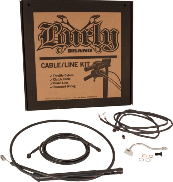 Extended Black Control Cable Kit for 15" Bagger Bars