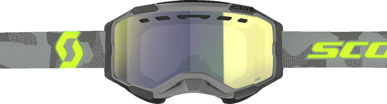 Scott Fury Snow Cross Goggles Light Gray/Neon Yellow Chrome Lens - Image 3
