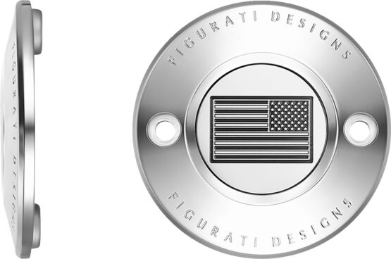 Figurati Designs 2-Hole Timing Cover American Flag Contrast Cut SS For Harley - Image 2