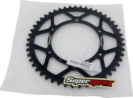 Supersprox Rear Steel Sprocket 49T Black Fits 80-16 Kawasaki Suzuki - Image 2