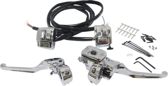 Chrome Handlebar Controls 11/16" w/ Chrome Switches by Harddrive