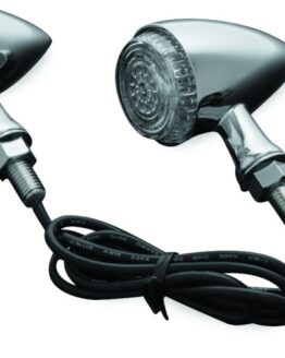 Torpedo Indicator LED Amber/Red Lights Rear Run-Turn-Brake Chrome