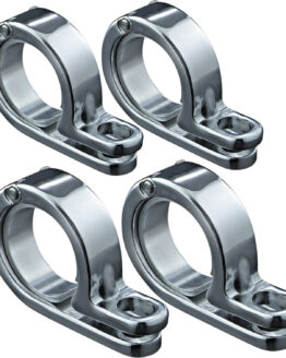 7/8" or 1" P-Clamp Set, Chromed Stainless Steel w/ Hinge - Four Pack of 4018