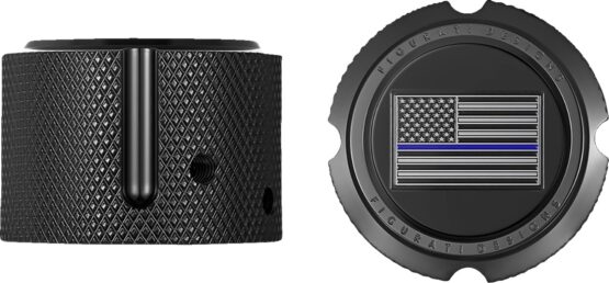 Figurati Designs Front Axle Nut Cover Black Blue Line Flag Harley-Davidson - Image 2