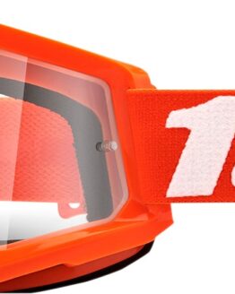 100% Strata 2 Orange Goggles Clear Lens Anti-Fog Motocross Off-Road