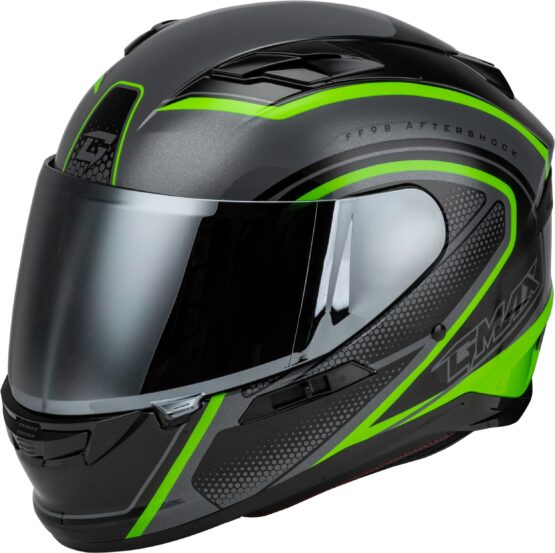 GMAX FF-98 Aftershock Full-Face Helmet Grey/Neon Green Small