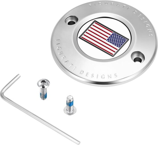 Figurati Designs 2-Hole Stainless Timing Cover American Flag For Harley