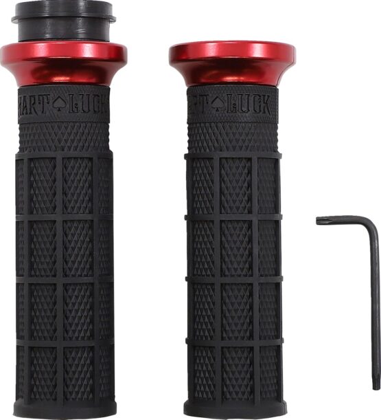 ODI Hart-Luck V-Twin Lock-On Grips Black/Red 1in Throttle-by-Wire For Harley