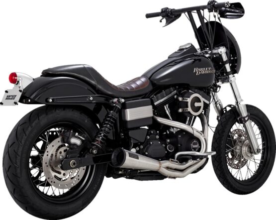 Vance & Hines 2-into-1 Upsweep Exhaust System Brushed For Harley Dyna